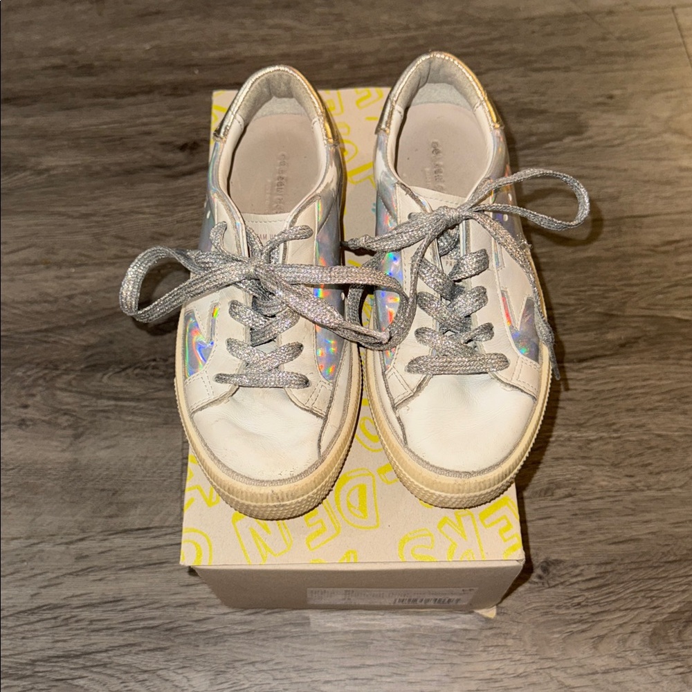 Golden Goose Leather Upper Star Laminated Heel white/Fuchsia /Silver box & bag